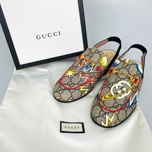 Gucci Kids Slingback GG Supreme Slippers Size 32